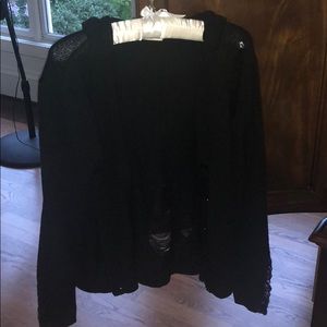 hooded ripped cardigan